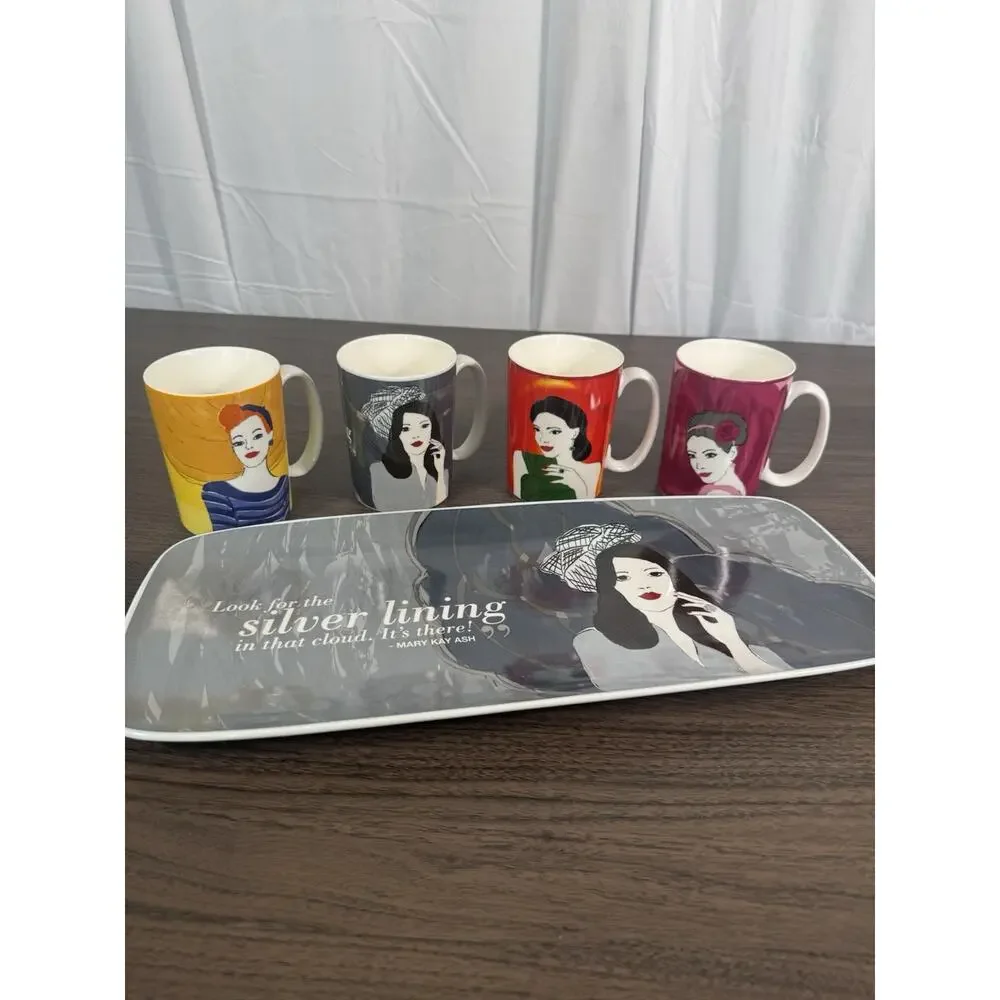 Mary Kay Ash Mug & Tray set Silver Lining‎ Collection inspirational coffee cups
